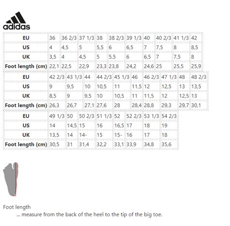 Adidas Terrex size chart